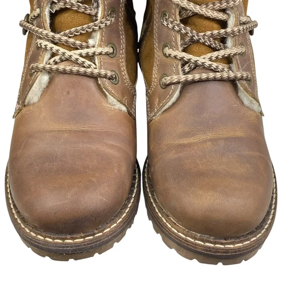 Boss & Co Women’s Caird Brown Leather Sherpa Lined Winter Boot Size 37 US 6/6.5 - Picture 8 of 14